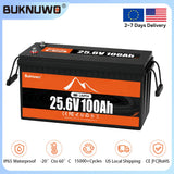 Buknuwo 24V 100Ah Bluetooth And Non-Bluetooth LiFePO4 Lithium Battery, Built-in 100A BMS Low Temperature Protection Capable Of Over 8000 Deep Cycles Support Parallel Battery And 1/2/4 Pack Available For Trolling Motor, Marine, RV, Solar