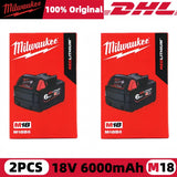 100% New Milwaukee M18 6.0Ah High Output Battery 18V Lithium-ion Rechargeable for Milwaukee M18 Cordless Power Tools 6Ah Battery