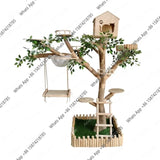 C Large Cat Climbing Frame Solid Wood Trunk Wear-resistant, Cat Coffee House Decorative Tree, Nest Cat Tree Integrated