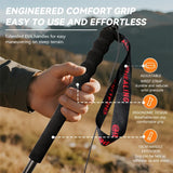 Local+ 2PCs Carbon Fiber Foldable 5-Sections Ultra-Light 110g Trekking Poles Walking Cane, 110/120/130cm Fixed Length Hiking Sticks for Outdoor Camping, City Running, Travel, Men Women Lightweight Portable Gear Caron Fiber Black Tech