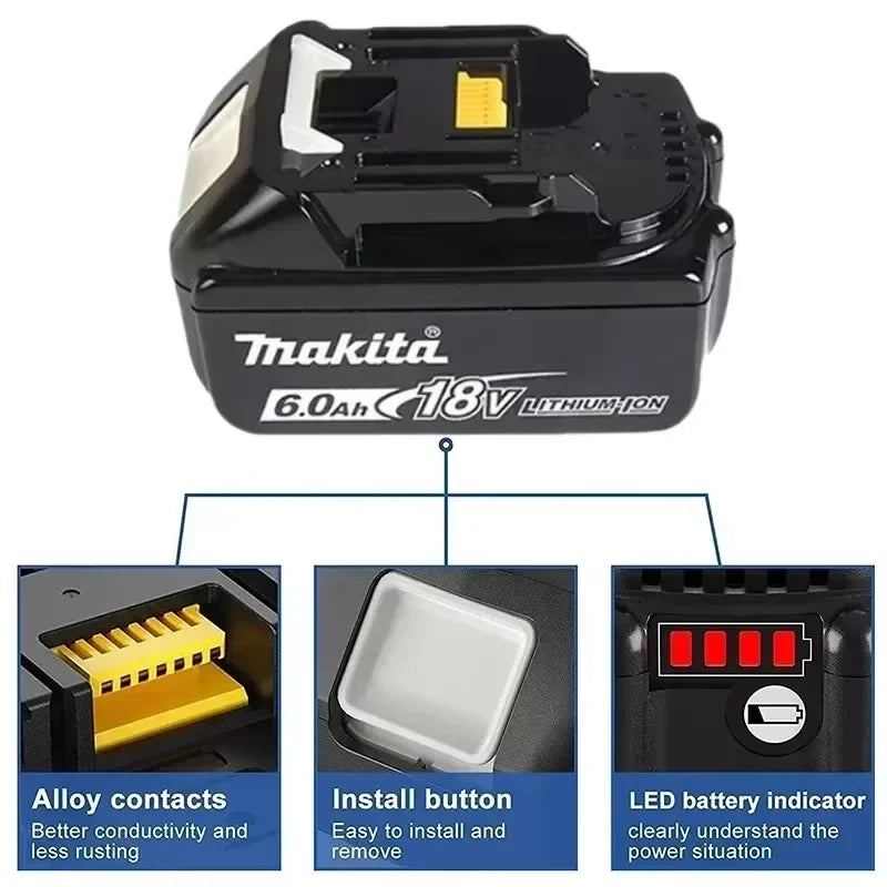 Makita 100% Genuine 6AH BL1860 18V Battery Power Tools Li-ion Replacement LXT BL1850 BL1840 for 18V Screwdriver with BMS TPCELL