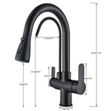 Brushed Nickel Filtered Crane For Kitchen Pull Out Spray 360 Rotation Water Filter Tap Three Ways Sink Mixer Kitchen Faucet
