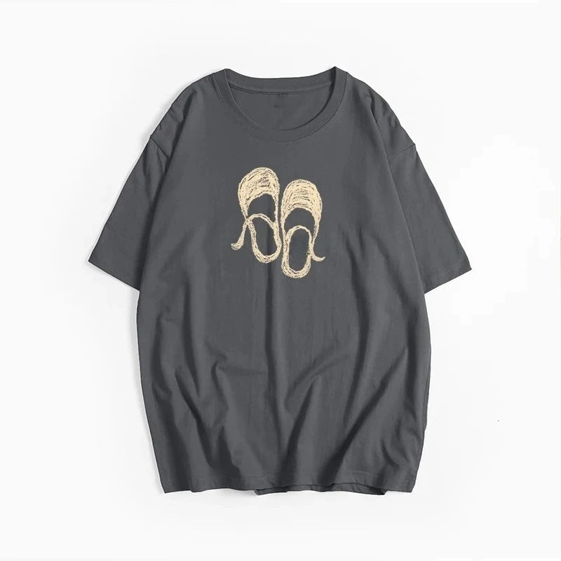 Hirsionsan Harajuku Graphic Printed T Shirt Women 2026 New Summer Cotton Soft Short Sleeve Tee Female Oversized High Street Tops