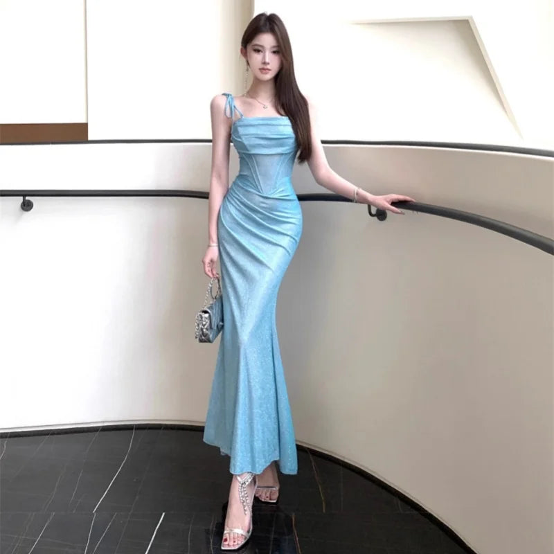 Elegant Mermaid Tulle Skirt Off-Shoulder Birthday Dress Candlelight Night Song Luxury Strapless Gown for Women Summer Party D...