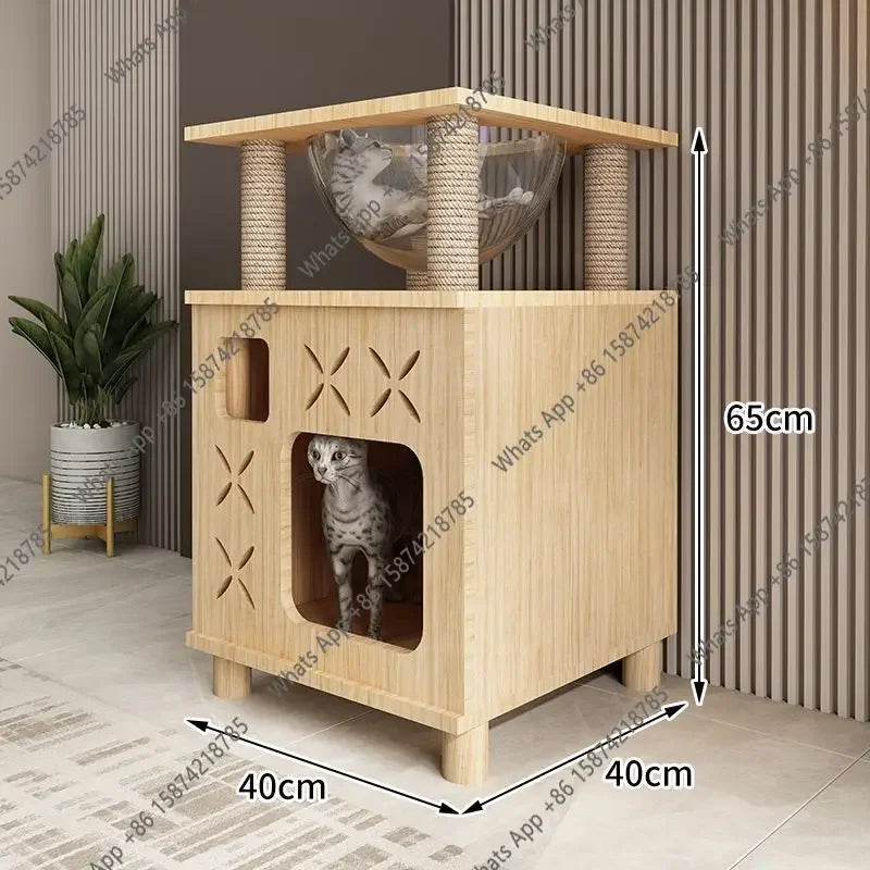 I L Solid Wood Cat Nest Cat Climbing Frame Space Capsule Cat Villa Nest Shelf Pet Toy Scratchers Products Furniture Accessories