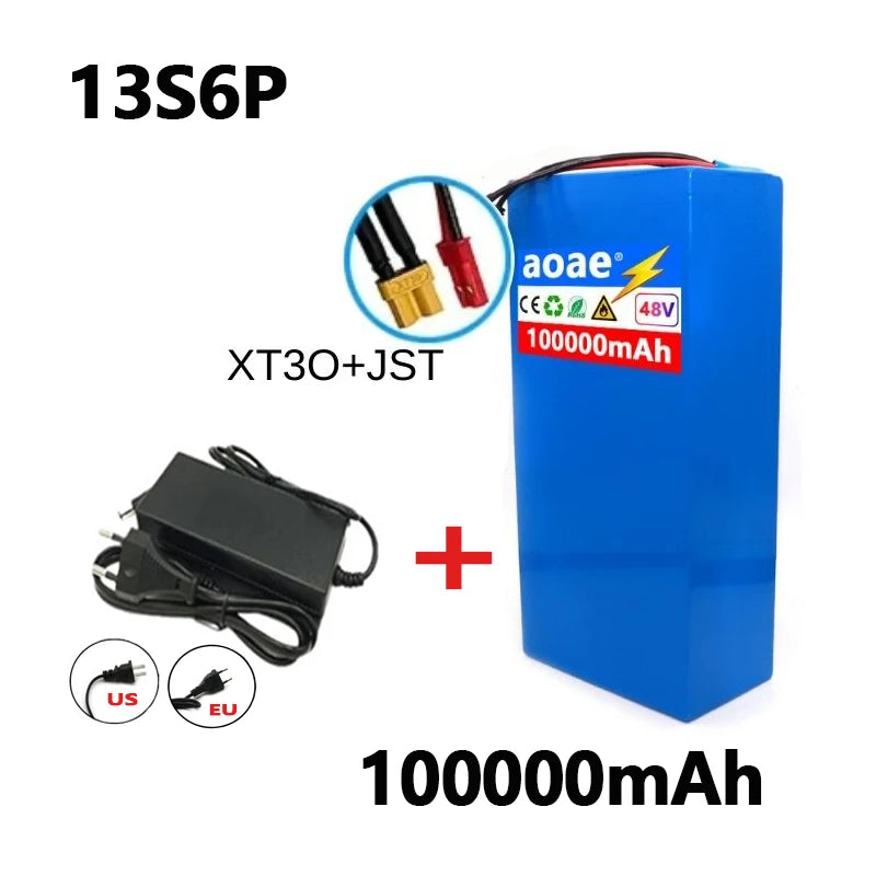 100%18650Original 48V 100Ah 13s6p Lithium Battery Pack 48v1500W Citycoco Motorized Scooter Batteries Built in 30A BMS