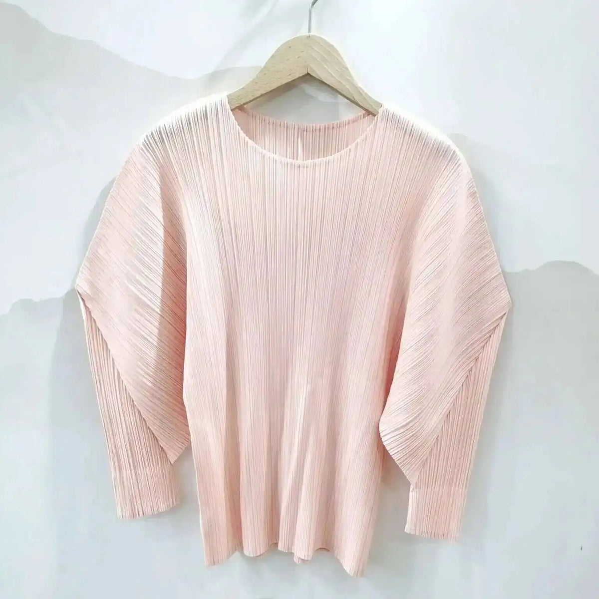 YUDX Pleated Round Collar T Shirt Women Full Sleeve Solid Color Versatile New 2025 Pullover Temperament Female Tops