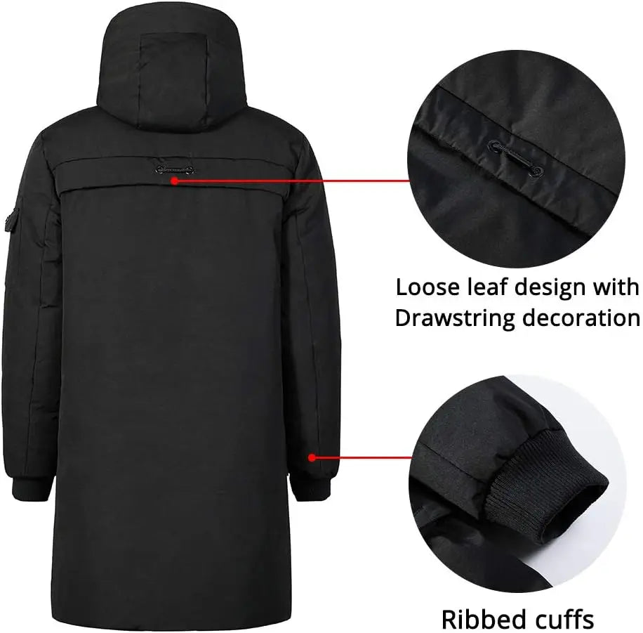 Pioneer Camp Men's Winter Coats Water-Repellent Windproof Thicken Parkas Long Hooded Padded Puffer Jacket