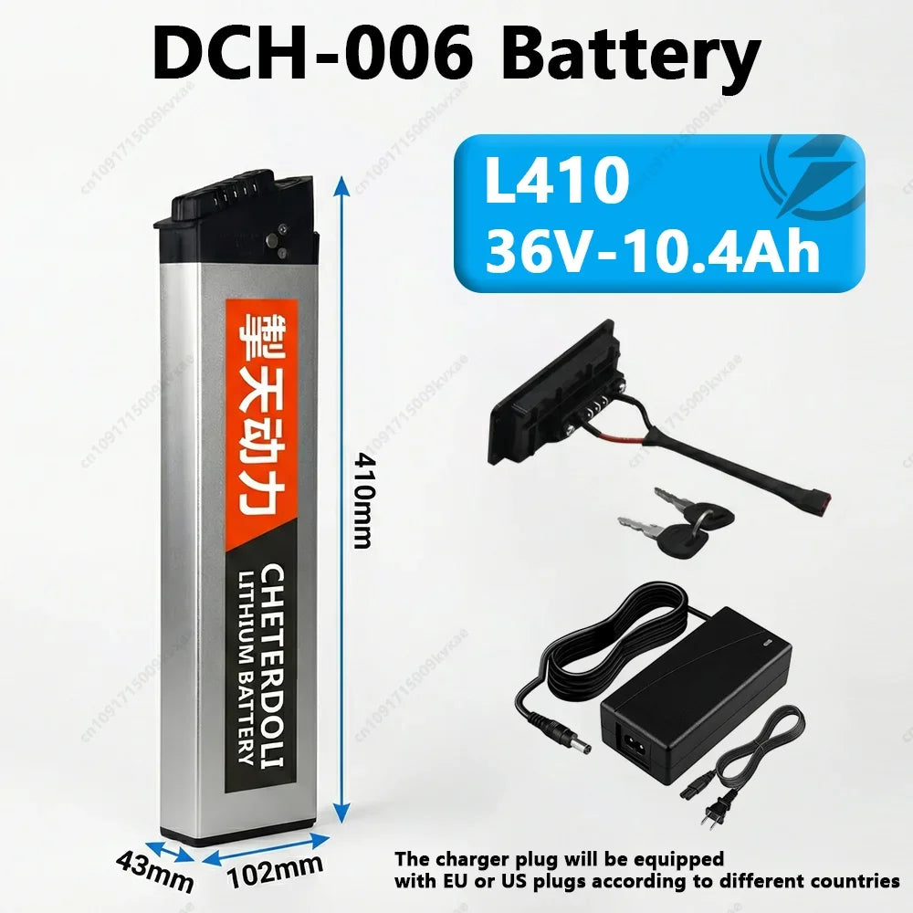 Foldable Electric Bike Battery 48V 36V 10.4Ah 15Ah 17Ah DCH-006 Fits Samebike Lankeleisi Replacement Battery Pack + Charger