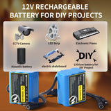 12V 12000mAh Rechargeable Lithium Ion Battery Pack 3S2P with BMS Protection for LED Strip Light Toy Car Security System