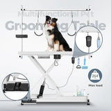 Heavy Duty Electric Lifting Pet Dog Grooming Table for Large Dogs with Overhead Arm Anti-Skid Rubber Desktop and Powerful Motor