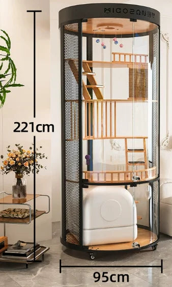 Drop-shipping Luxurious Cat Villa With Large Free Space Round Toilet Integrated Cabinet Living Room Cat House