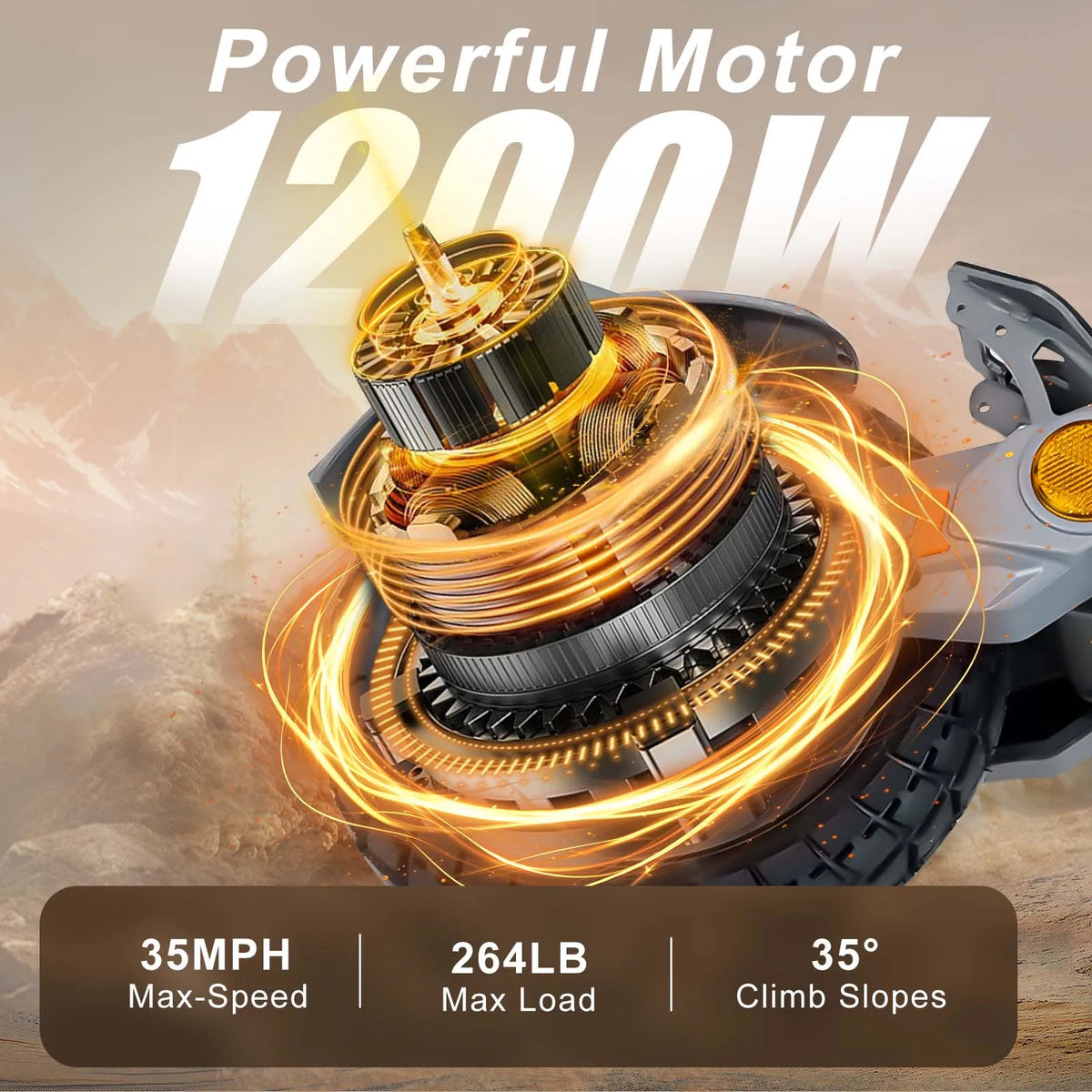 Electric Scooter ST 1200W Motor for Adults, 48V Battery, 35mph Max Speed,10 Inch Tires