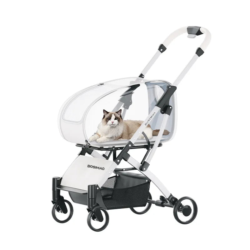 15kg Luxury Foldable Pet Stroller - Detachable Aluminum Frame Lightweight Carrier for Dogs/Cats All-Terrain Travel