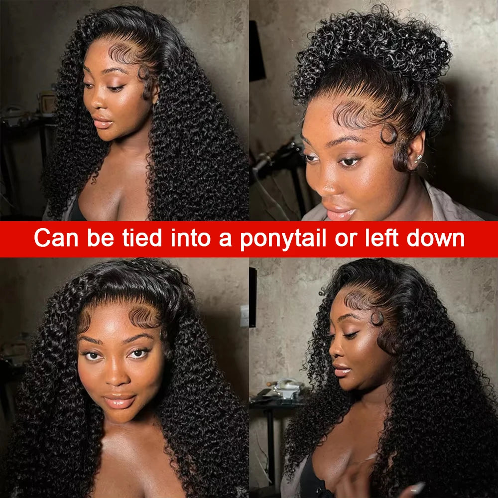 300% Density Curly Wigs HD 360 Full Lace Front Human Hair Wigs Brazilian