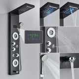 Golden Black Shower Panel Wall Rain Waterfall Shower Faucet Bathroom Shower Set APS Body Spray Jets Plastic Handshower Head