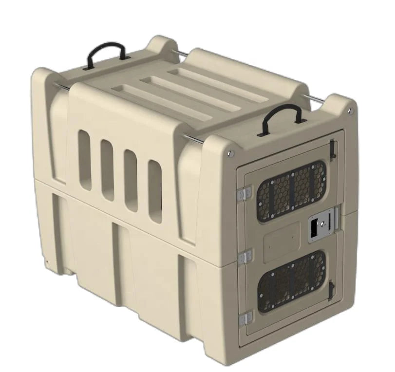 HM5102  Rotomolded Kennel for Large Dogs, Outdoor-Ready with Quick-Lock Setup and Swing-Through Feed Hatches