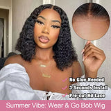 Short Water Curly Bob Wig Human Hair 100% 7x5 13x4 Ready To Wear And Go Glueless Wigs 13x6 HD Deep Wave Frontal Wigs For Women