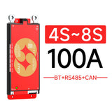 DALY BMS 12V 24V 100A Smart BMS 4S-8S with BT Function 1A Active Balance BMS for LiFePO4 Lithium Ion Battery RS485 CAN
