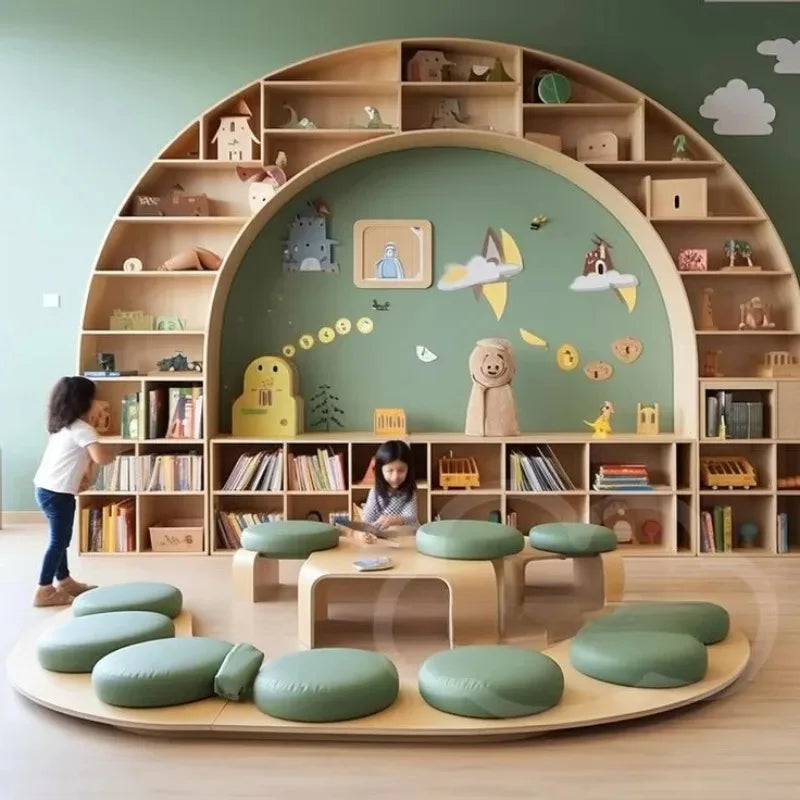 Modern Curved Style  Modular Bookshelf Multi-functional Storage Display Rack for Living Room Kids ReadingRoom Home Use