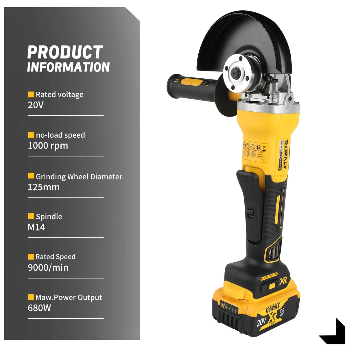Dewalt 125MM DCG406 Cordless  Angle Grinder 9000RPM Cutting Machine Polishing Machine Tool For 20V Lithium Batteries
