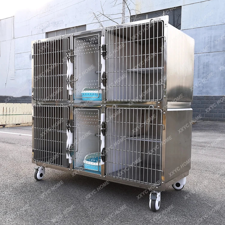 TTHot Selling Veterinary Clinic Equipment Two Layers Combined Cat Cage Stainless Steel Animal Customizable Sustainable