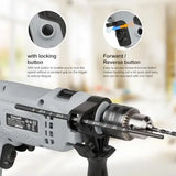 Inequalit 4.5A Corded Hammer Drill with 105-Piece Set & Carry Case