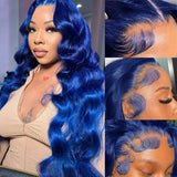 Navy Blue 13x4 Lace Front Body Wave Human Hair Wigs Brazilian Blue