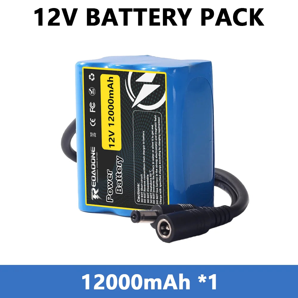 12V 12000mAh Rechargeable Lithium Ion Battery Pack 3S2P with BMS Protection for LED Strip Light Toy Car Security System