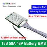 BeMuchSafer 7S 10S 12S 13S 14S 50A Battery BMS 24V 36V 43V 48V 52V BMS 7S50A 10S50A 12S50A 13S50A 14S50A for DIY EBike Battery