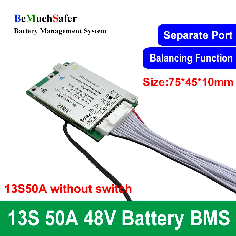 BeMuchSafer 7S 10S 12S 13S 14S 50A Battery BMS 24V 36V 43V 48V 52V BMS 7S50A 10S50A 12S50A 13S50A 14S50A for DIY EBike Battery