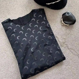 Moon Print Slim Fit Long Sleeve T-Shirt High Collar Embroidery Base Shirt Commute Style Spring Season Ladies Fashion