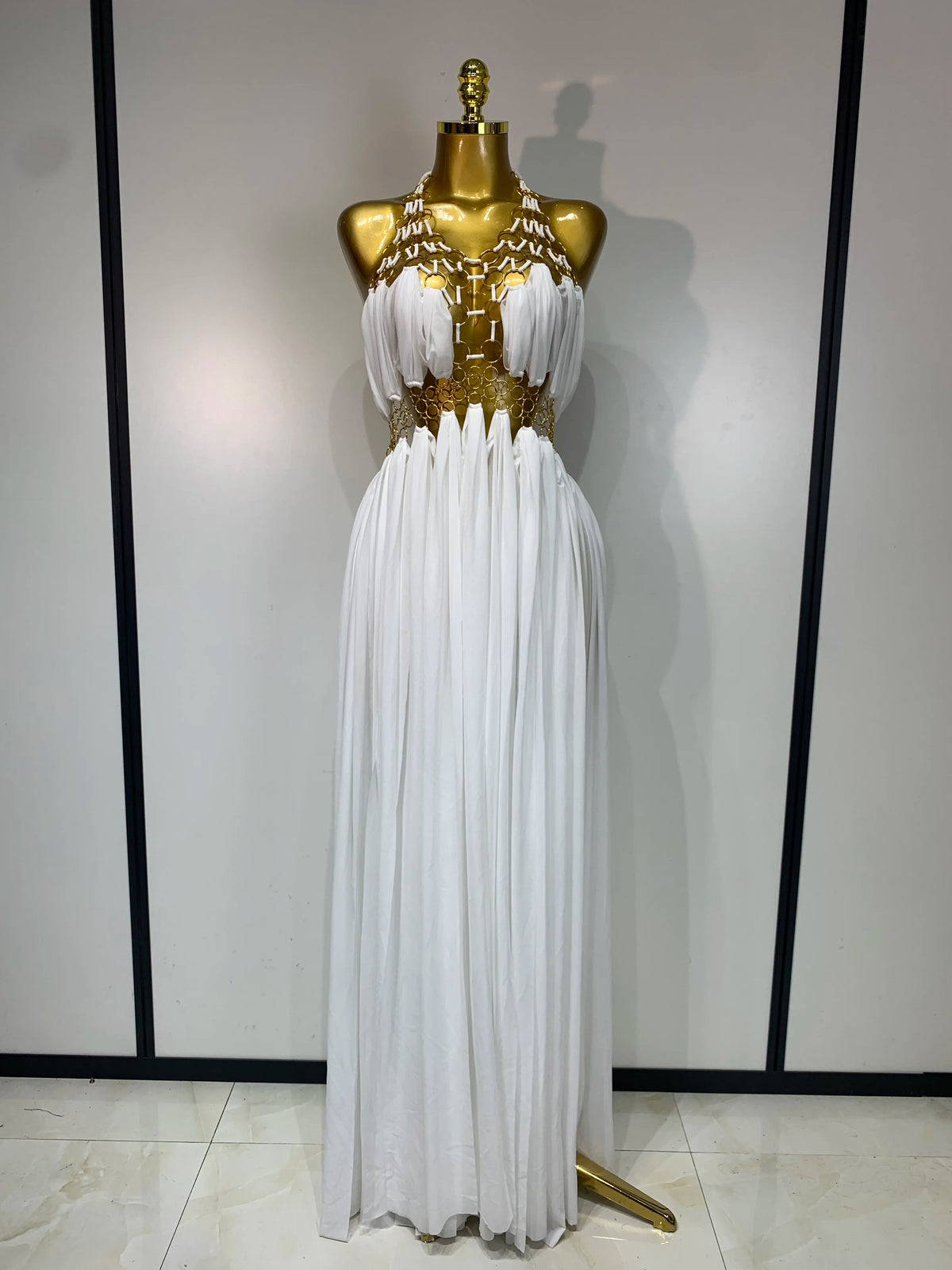 Women Sexy Hollow Out Backless Long Dress Nightclub Bar Stage Performance Costume Eveing Birthday Party Homecoming Dress
