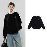 TOYOUTH Women Long-Sleeve T-Shirts 2025 Winter NewAsymmetric Loose Crew Neck Retro Curved Hem Minimalist Top