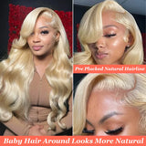 #613 Human Hair Wigs Body Wave 36 Inches 200% Density 13x6 13x4 HD Transparent Lace Frontal Wig 613 Blonde For Women Brazilian Hair Pre Plucked