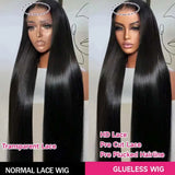 Straight 40 Inch 6x5 Pre Plucked Pre Cut Lace Glueless Wigs Human Hair