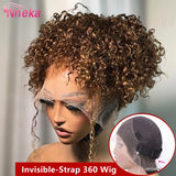 Curly 360 Full Lace Glueless Wig Human Hair Invisible Drawstring 13x6 Hd