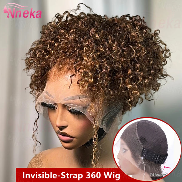 Curly 360 Full Lace Glueless Wig Human Hair Invisible Drawstring 13x6 Hd