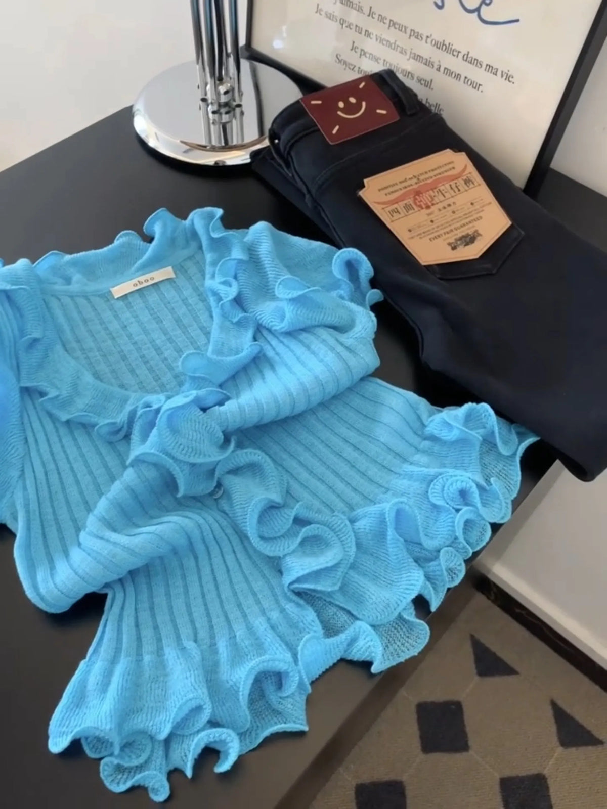 Women French Ruffled V-neck Knit Tops for 2026 Summer New Short Sleeve Slim T-shirt Female Solid Color Pullover T Shirts V27