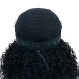 3 In 1 Human Hair Half Wig Drawstring Clip In Kinky Curly Headband Machine Wig Natural Color Seamless Natural Looking For Women
