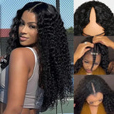 Deep Wave V Part Human Hair Wigs Black Wavy Upgrade U Part Human Hair Wig Brazilian Remy V Part Water Wave Wigs Full Machine Made Wig