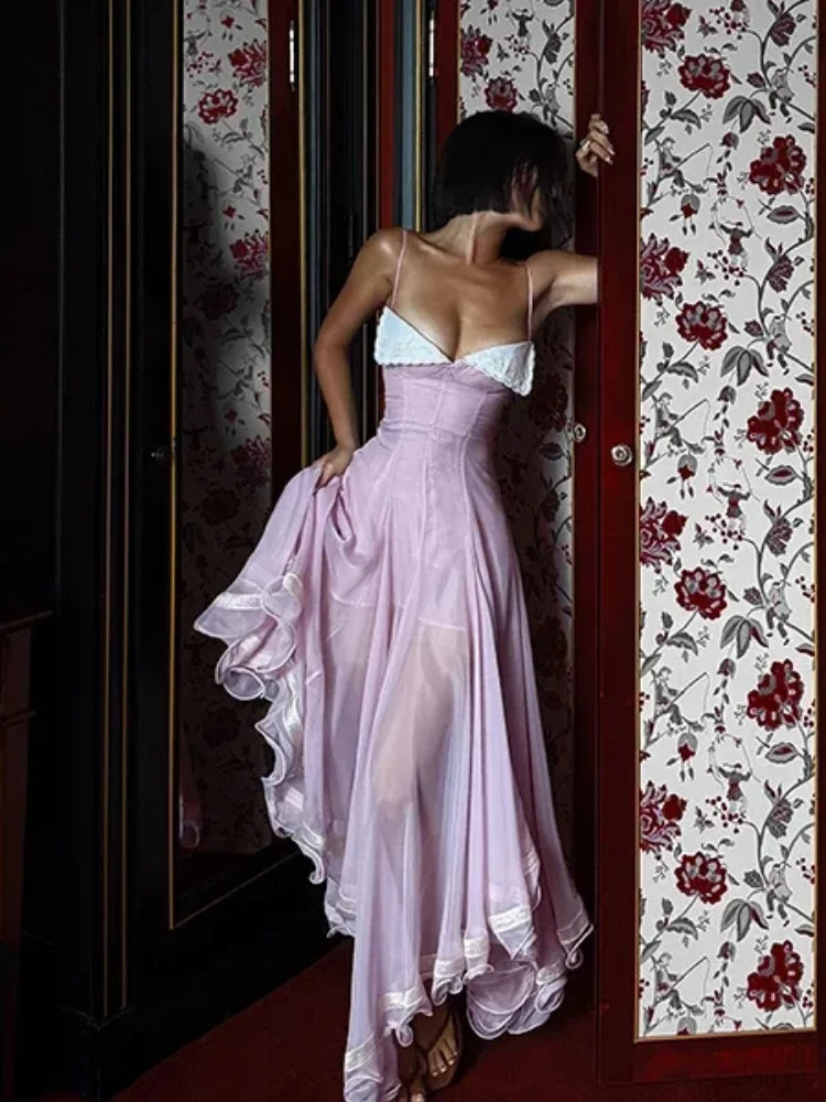 Sexy Patchwork Pleated Women's Long Dress Slim Backless Sleeveless Split Empire Female Dresses 2026 Summer Beach Party Lady Robe