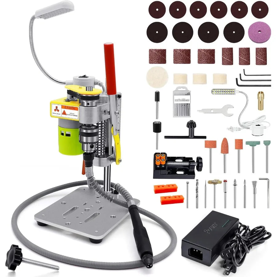 Mini Drill Press Benchtop Drill Press Portable Electric Drilling Machine with Rotary Tool Flex Shaft Attachment B10 Chuck Drill