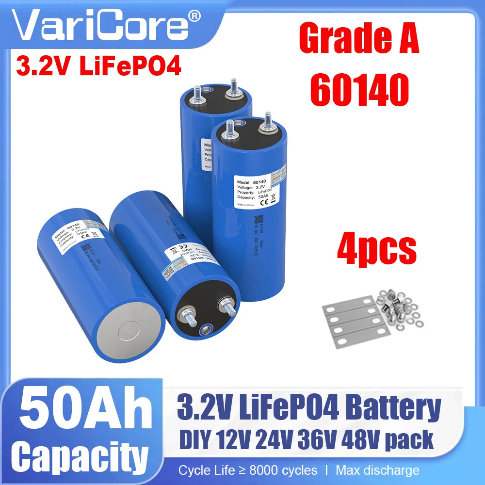 4pcs VariCore 3.2V 360Ah 340Ah 100AH 20Ah 15Ah LiFePO4 Cells Lithium-Iron Phosphate for 4S 12V 24V 48V EV Golf Cart Power Tools