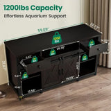 Aquarium Stand, 75 To 120 Gallon Capacity, Power Outlets, Dual Support Cabinet, Thick Hardwood Top Storage