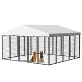 10 by 10 ft Outdoor Dog Kennel Heavy Duty Dog Pens Outside with Waterproof Roof Metal Dog Run Fence with Galvanized Welded Wire