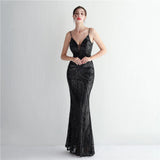 HBLL Women Strap Party Maxi Dress Sexy V Neck Evening Dress Celebrity Purple Sequin Dress Long Prom Formal Occasion Dress