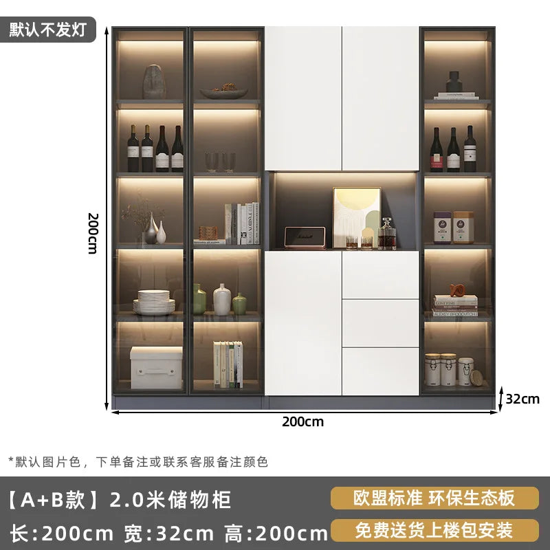 Customized sideboards, high cabinets, light luxury, modern living room storage cabinets, wine cabinets, integrated wall-walled