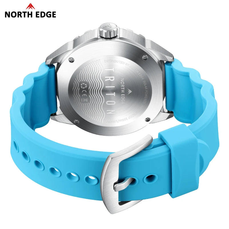 NORTH EDGE 2026 New TRITON Solar Powered Dive Watch Men Luxury Digital Watches For Men 316L Stainless Steel Case Waterproof 300M