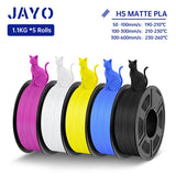 JAYO PLA Classic 3D Filament 1.75mm High Speed Matte PLA 3D Printer Filament Neatly Wound 3D Printing Materials 5Rolls/set